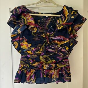 Love the Label ruched fitted multi navy shirt